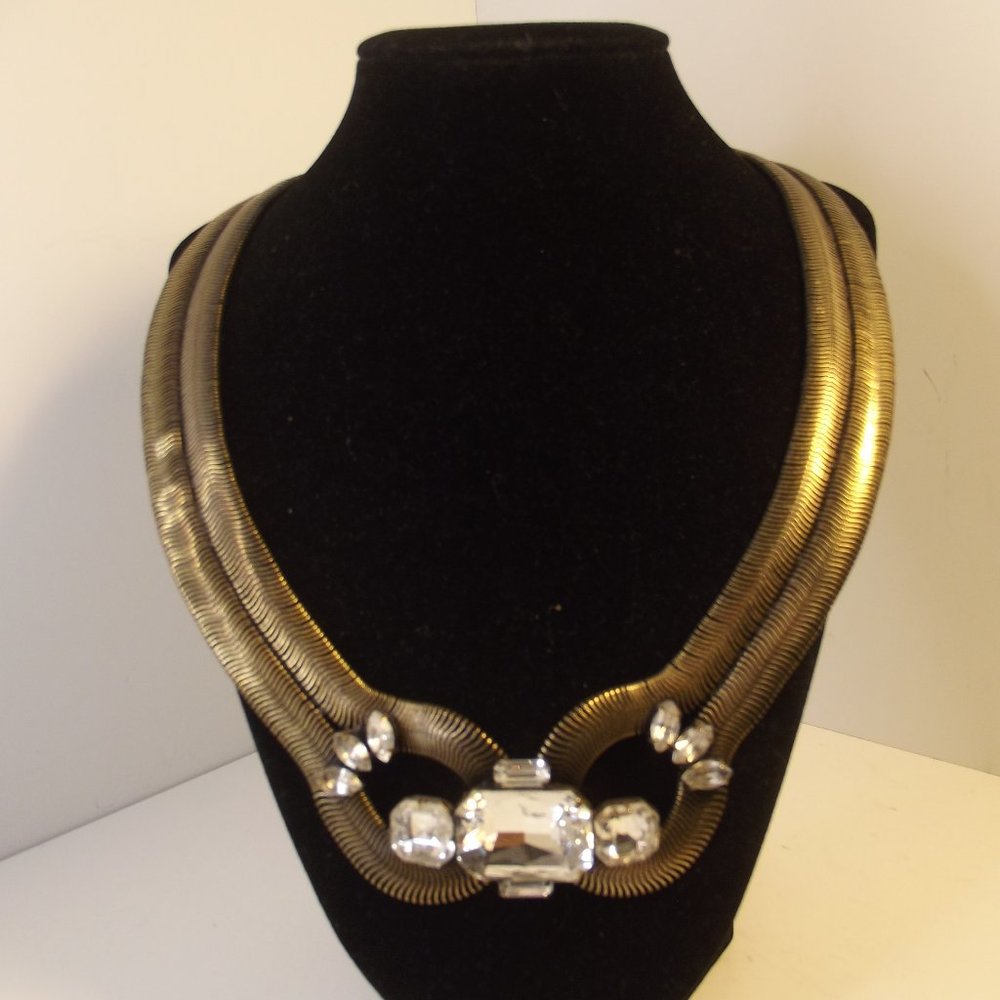 Loren Hope Necklace Rhinestone & Snake Chain Beautiful